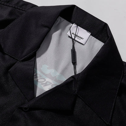 Burberry Black Short - Sleeve Shirt With Equestrian Knight Emblem Design