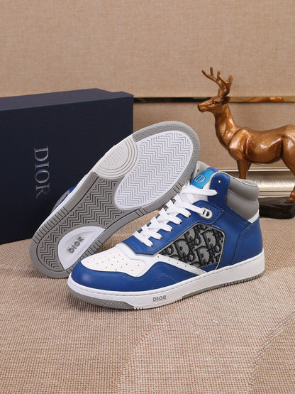 Dior Men's High Top Sneakers with Oblique Pattern and Adjustable Strap