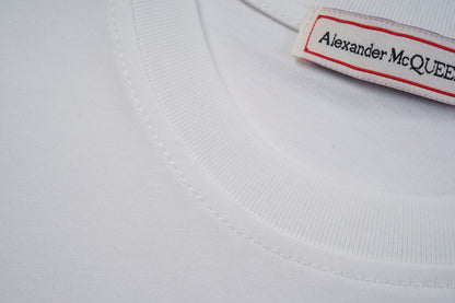 Alexander McQueen White T - Shirt With Classic Black MQUEEN Logo Print