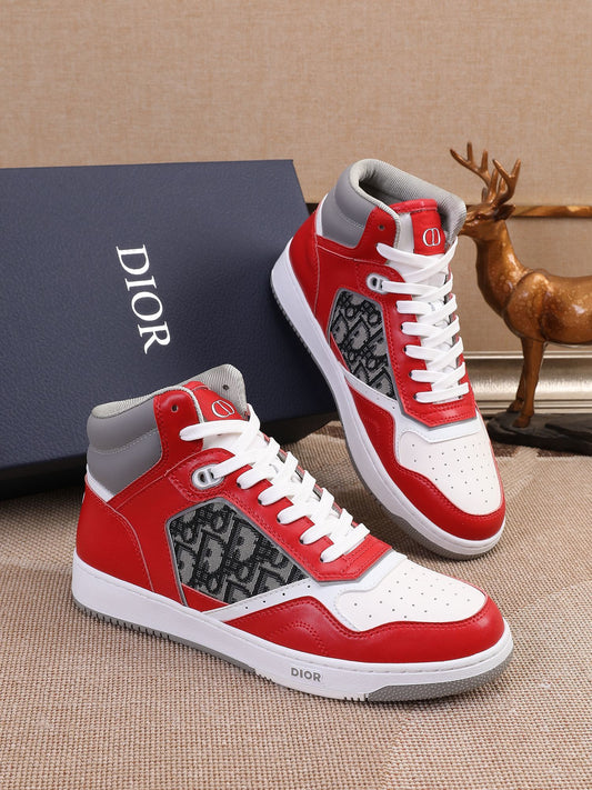 Dior Men's High Top Sneakers with Oblique Pattern and Adjustable Strap