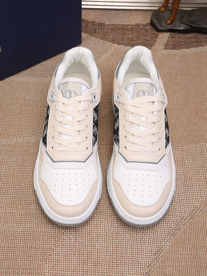 Dior Mens Sneakers Luxury Leather Casual Shoes With Oblique Pattern