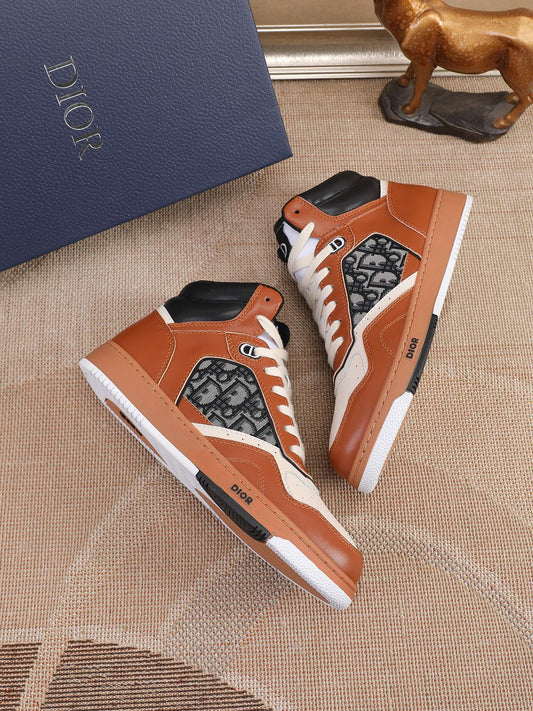 Dior Men's High Top Sneakers with Oblique Pattern and Adjustable Strap