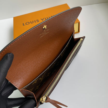 Classic Louis Vuitton Monogram Canvas Long Wallet With Gold Button For Timeless Elegance M60696