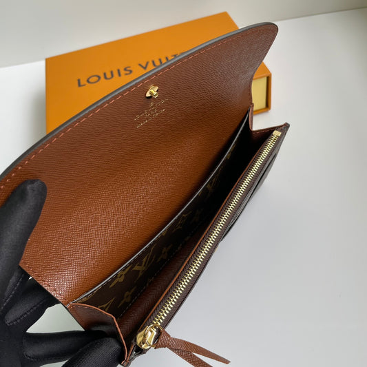 Classic Louis Vuitton Monogram Canvas Long Wallet With Gold Button For Timeless Elegance M60696