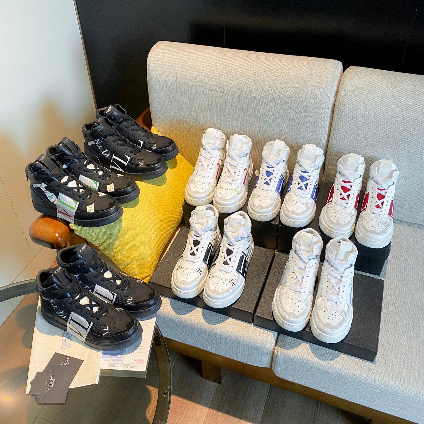 Valentino Men's Luxury Sneakers Fashion Mesh Design Casual Athletic Shoes