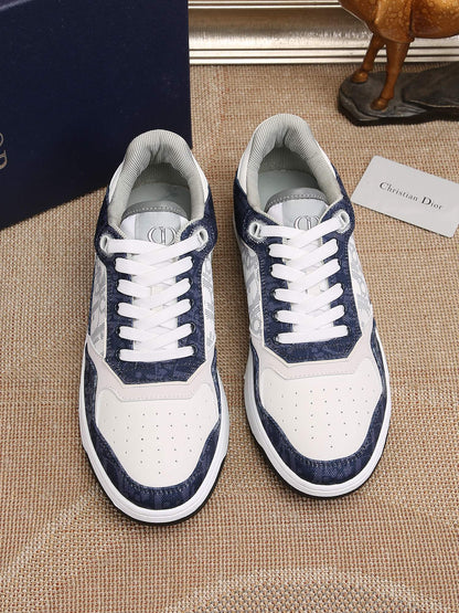 Dior Mens Sneakers Luxury Leather Casual Shoes With Oblique Pattern