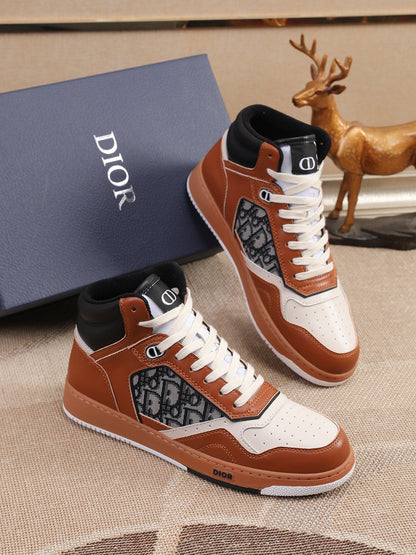 Dior Men's High Top Sneakers with Oblique Pattern and Adjustable Strap
