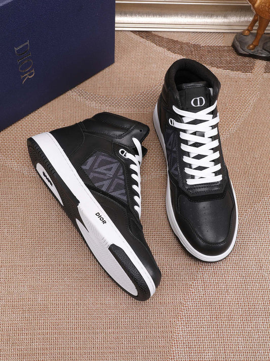 Dior Men's High Top Sneakers with Oblique Pattern and Adjustable Strap