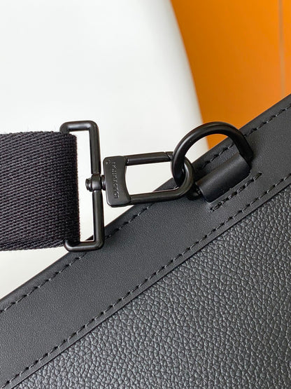 Louis Vuitton Black Leather Crossbody Bag with Signature Logo for Modern Fashionistas M59329