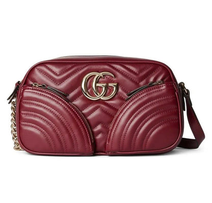 Gucci Black Matelassé Leather Shoulder Bag With Gold Tone Double G Hardware 798715