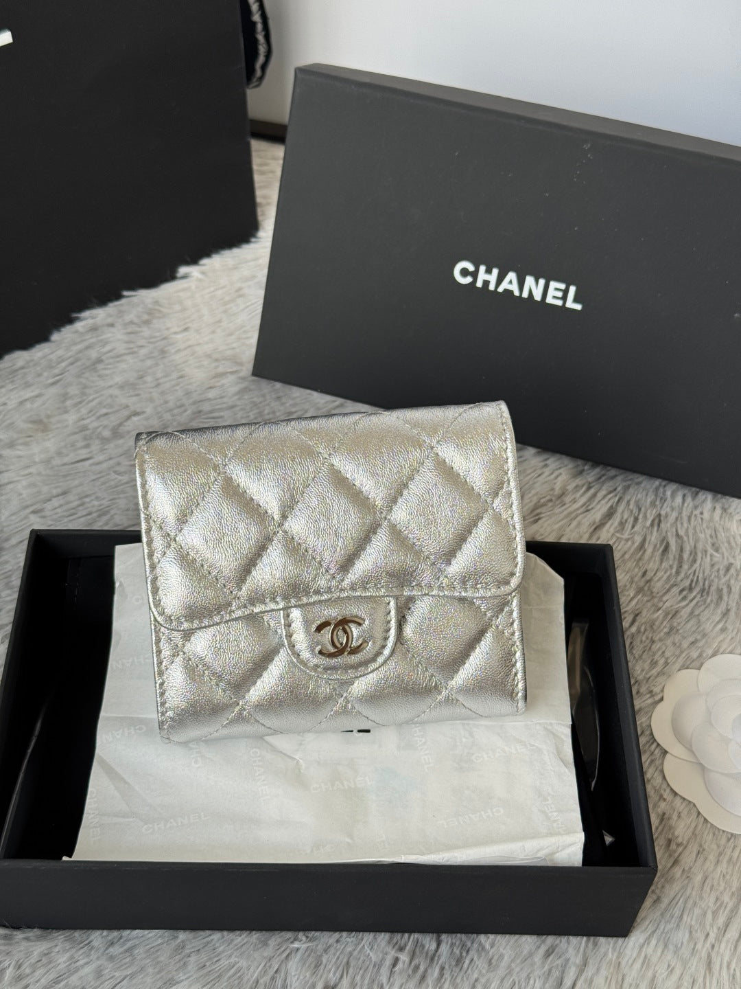 Chanel Black Quilted Leather Small Wallet with Gold - Tone CC Logo 82288