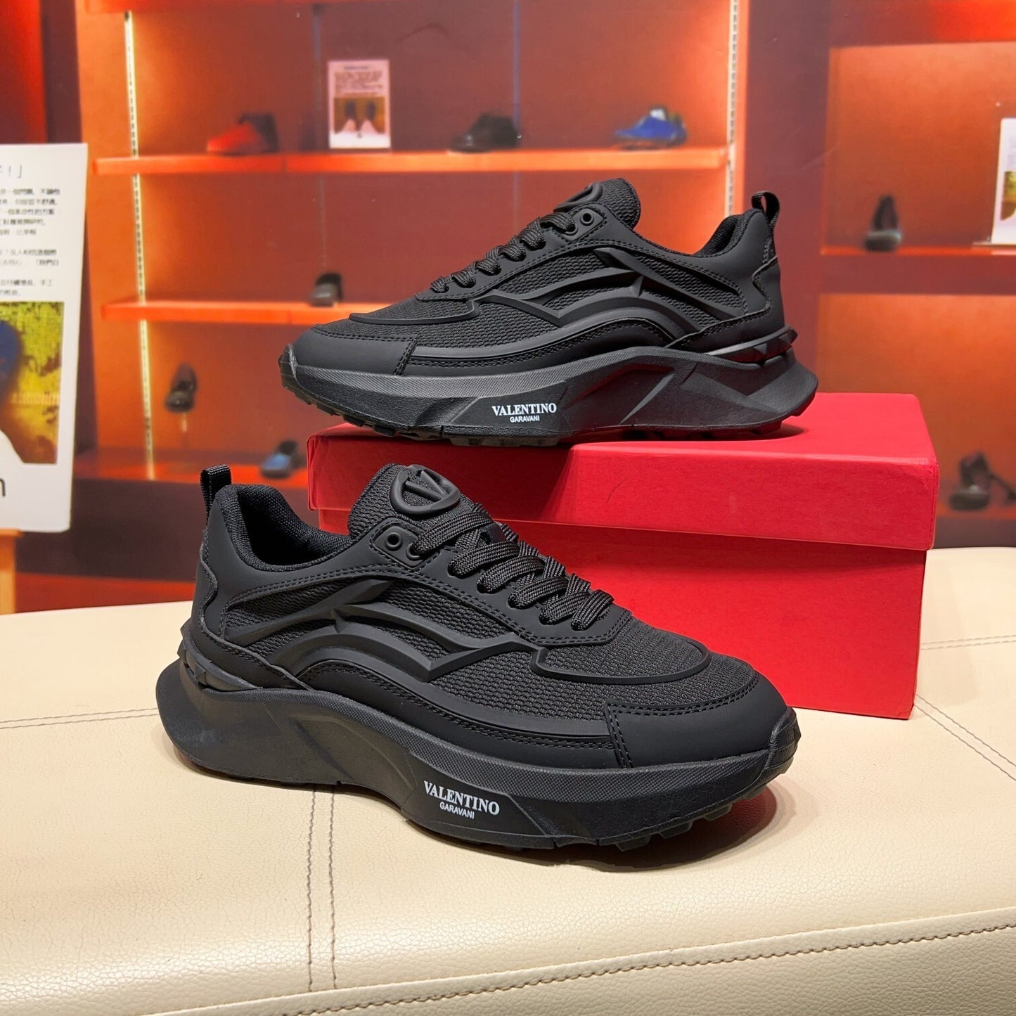 Valentino Men's Luxury Sneakers Fashion Mesh Design Casual Athletic Shoes
