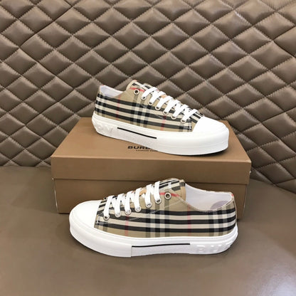Burberry Unisex Plaid Canvas Sneakers Stylish Comfortable Footwear For Men And Women