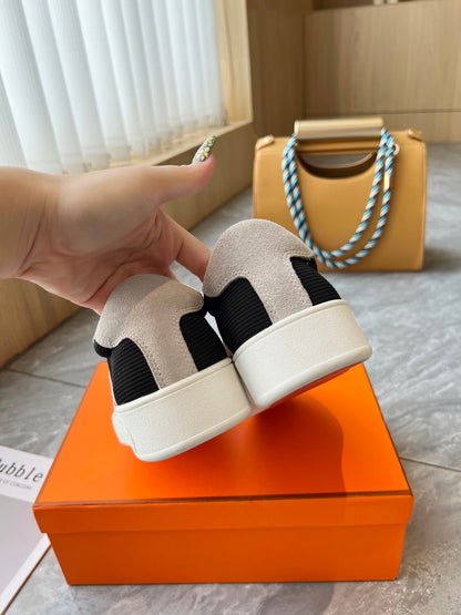 Hermes Women's Sneakers Iconic H Logo Leather Casual Fashion Shoes