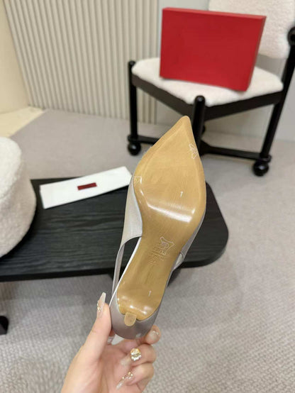 Valentino Women's Pointed Toe Bow High Heels Luxury Patent Leather Pumps