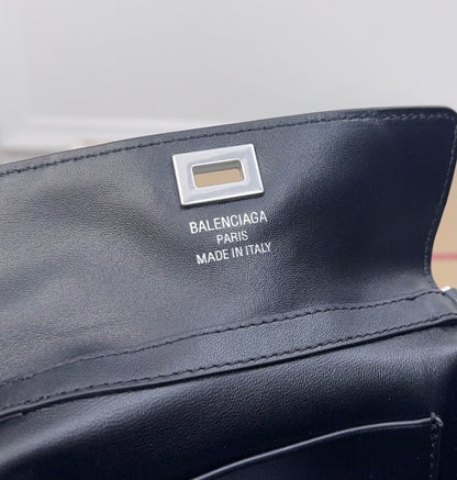 Elegant Black/Blue Balenciaga Top Handle Bag With Gold Chain Strap For Timeless Style Style No.8801