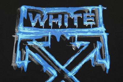 Off White White/Black T Shirt With Creative Dripping Effect Logo Design