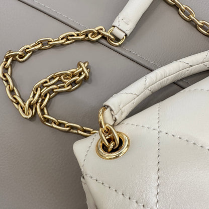 White/Red/Black Quilted Burberry Crossbody Bag with Gold Chain Strap and Iconic Logo Style No.2641