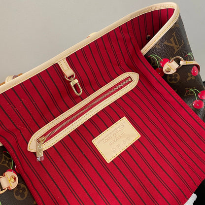 Chic Louis Vuitton Neverfull Tote With Cherry Print For Fashion - Forward Shoppers