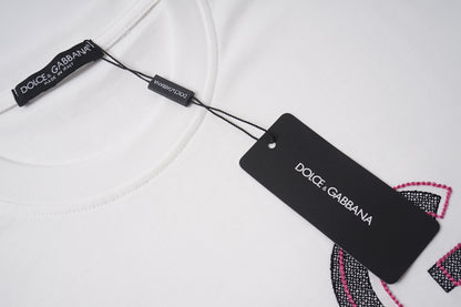 Stylish Dolce & Gabbana White/Black T - Shirt With Eye - Catching D&G Logo For Fashion Lovers