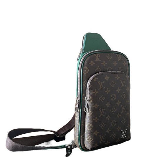 Stylish Louis Vuitton Monogram Canvas Sling Bag with Green Accents and Classic Design M12734