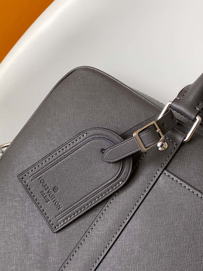 Sophisticated Louis Vuitton Gray Leather Briefcase for Business and Travel Needs M11659