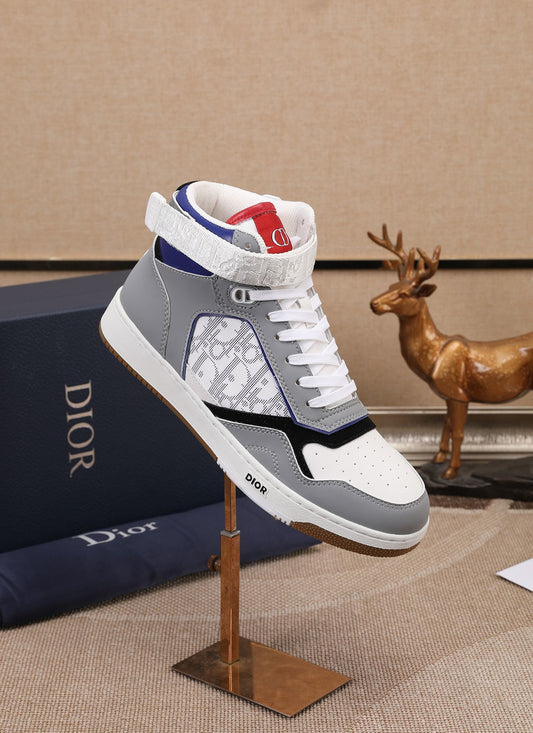 Dior Men's High Top Sneakers with Oblique Pattern and Adjustable Strap