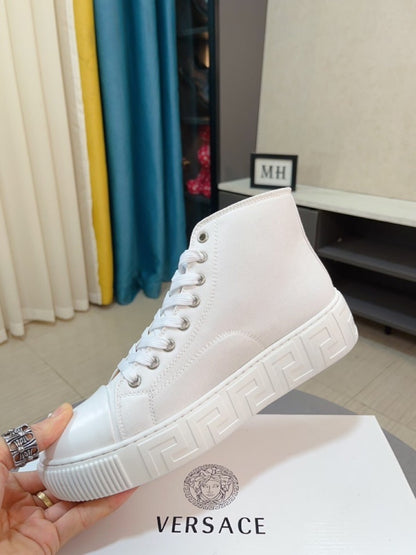 Versace Men's High-Top Sneakers - Luxury Designer Athletic Footwear with Baroque Print & Greek Key