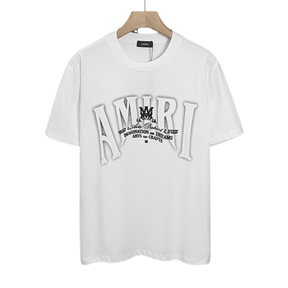 AMIRI White/Black Graphic Tee With Bold Logo For Trendy Streetwear Enthusiasts