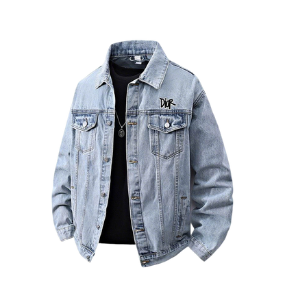 Light Blue Denim Dior Jacket With Embroidered Logo And Black Inner