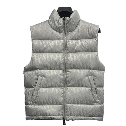 Elegant Gray Dior Puffer Vest For Sophisticated Cold - Weather Style
