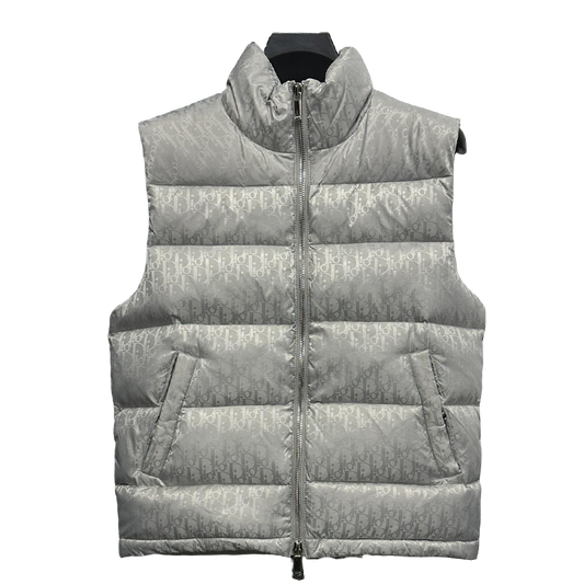 Elegant Gray Dior Puffer Vest For Sophisticated Cold - Weather Style