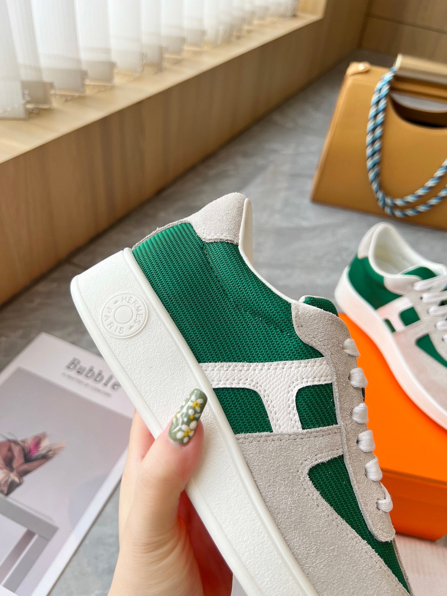 Hermes Women's Sneakers Iconic H Logo Leather Casual Fashion Shoes