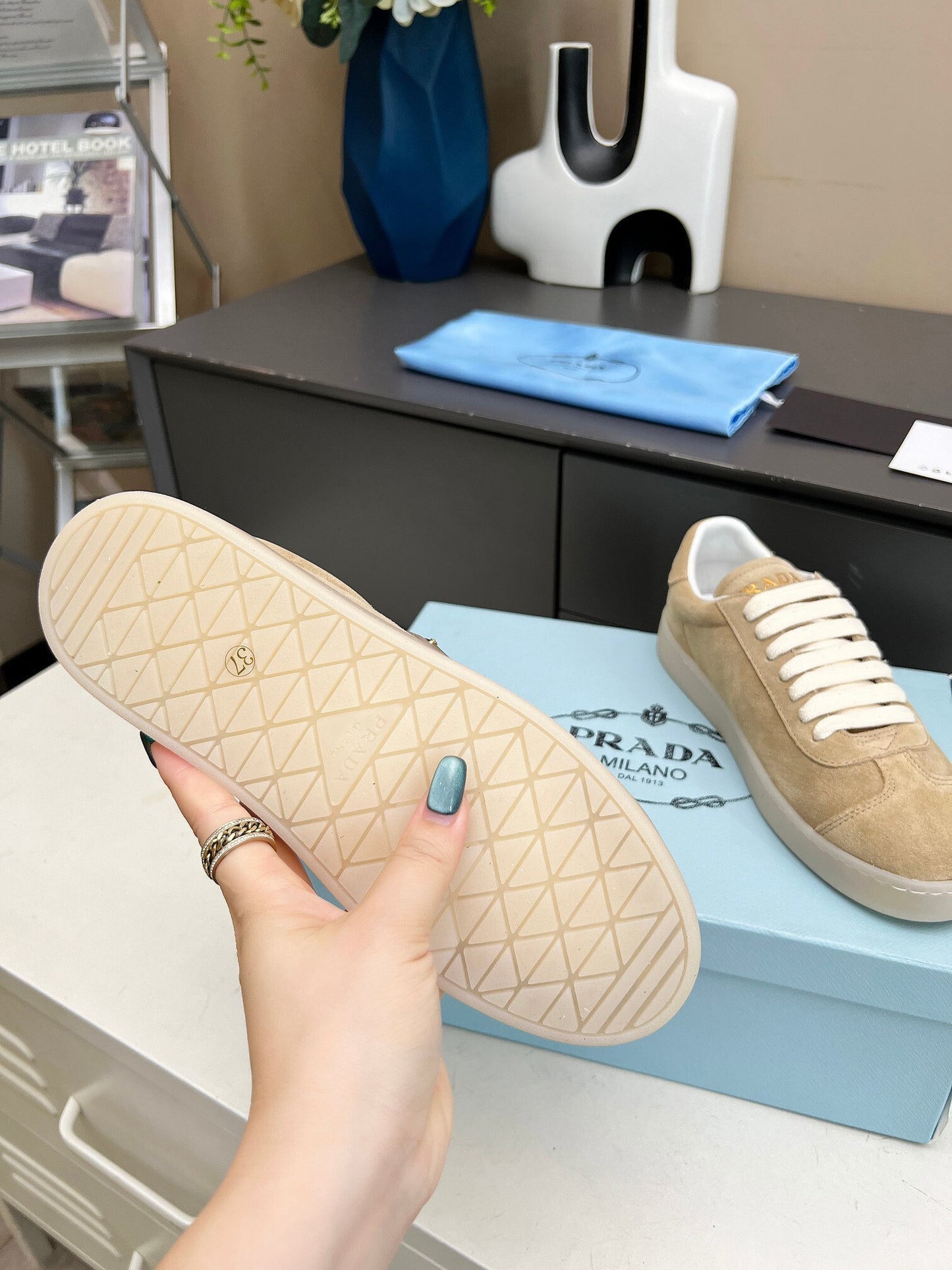 Prada Unisex Sneakers Triangle Logo Luxury Fashion Sneakers