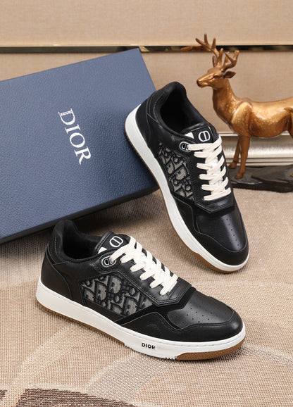 Dior Mens Sneakers Luxury Leather Casual Shoes With Oblique Pattern