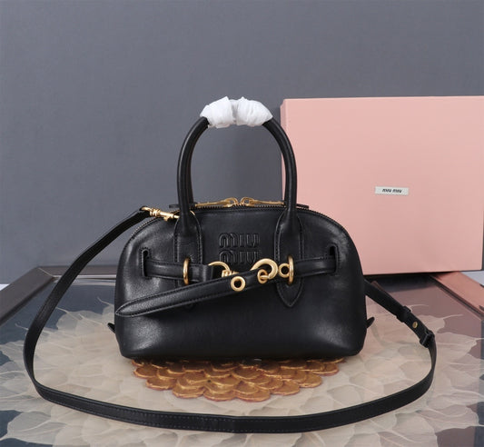 Miu Miu Brown Leather Top - Handle Bag With Brand Emblem 5BB169