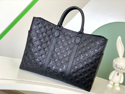 Elegant Louis Vuitton Black Embossed Leather Tote Bag for Timeless Luxury Style M47059