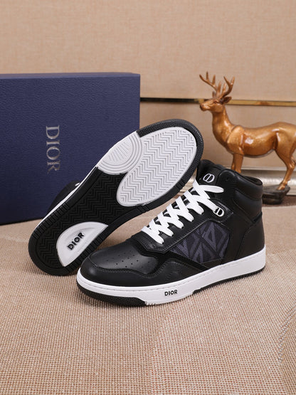 Dior Men's High Top Sneakers with Oblique Pattern and Adjustable Strap