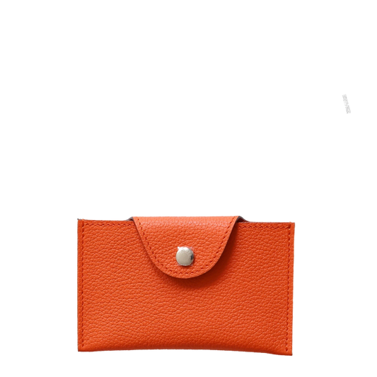 Gorgeous Orange Hermes Leather Card Holder with Button Closure IDE-022