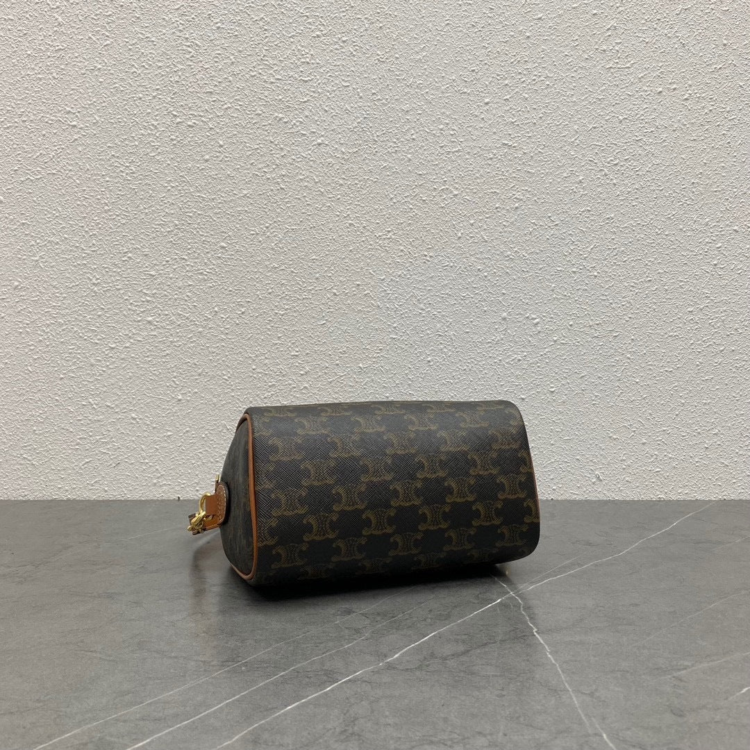 Celine Monogram Canvas Boston Bag With Leather Handles And Strap 197582