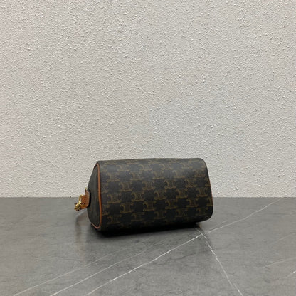 Celine Monogram Canvas Boston Bag With Leather Handles And Strap 197582