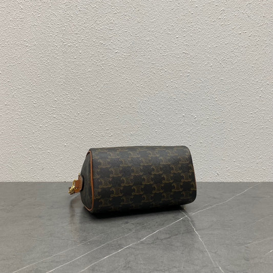 Celine Monogram Canvas Boston Bag With Leather Handles And Strap 197582