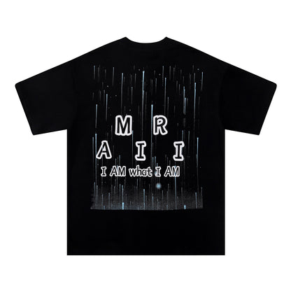 AMIRI Black/White Tee With “I AM what I AM” Slogan For Bold Streetwear Statements