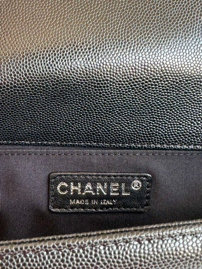 Chanel Black Chevron Quilted Leather Boy Bag With Gunmetal Hardware 67086