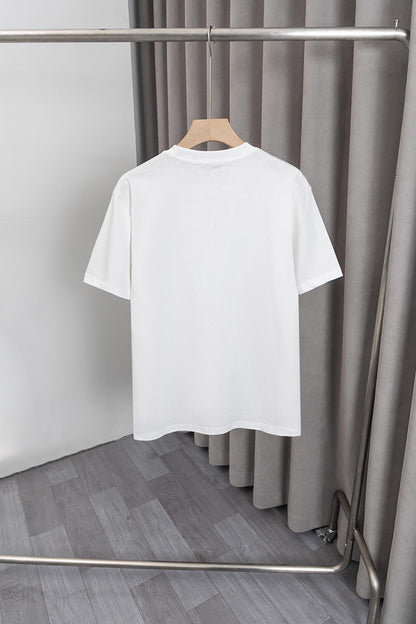 Prada White/Black Tee With Blue Graphic Logo For Modern Luxury Casual Looks