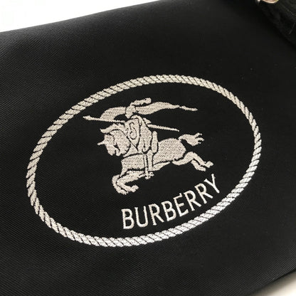 Classic Black Burberry Messenger Bag With Equestrian Knight Logo And Adjustable Strap Style No.265