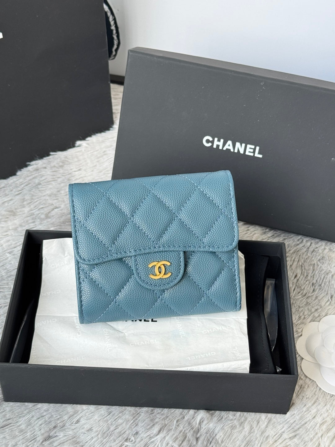 Chanel Black Quilted Leather Small Wallet with Gold - Tone CC Logo 82288