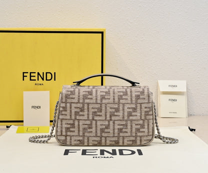Elegant Fendi Baguette Bag With Signature FF Pattern And Chain Strap 008