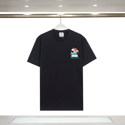 Casablanca White/Black/Green T - Shirt With Colorful Mountain Sun And Brand Logo Graphic