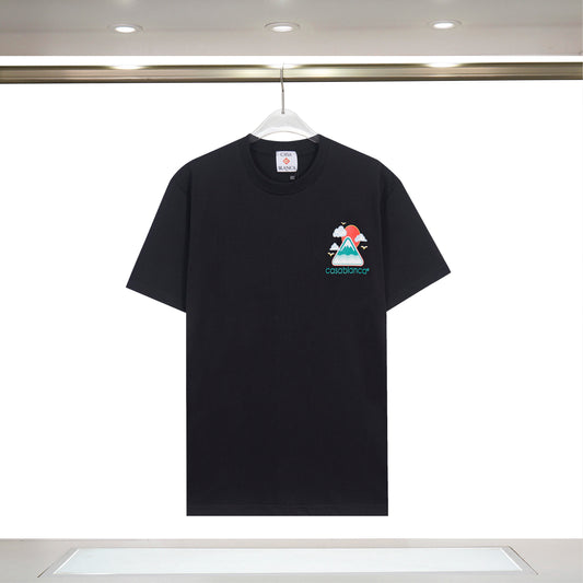 Casablanca White/Black/Green T - Shirt With Colorful Mountain Sun And Brand Logo Graphic